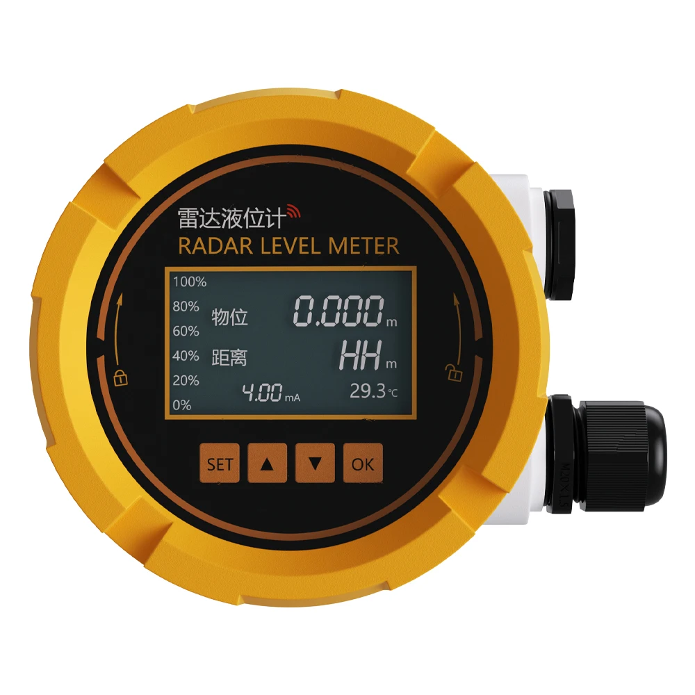 5M 10M 15M 20M High Temperature Radar Water Level Gauge DC24V Power 0-5M to RS485 4-20mA 2 Relays Signal 60GHz Level Sensor