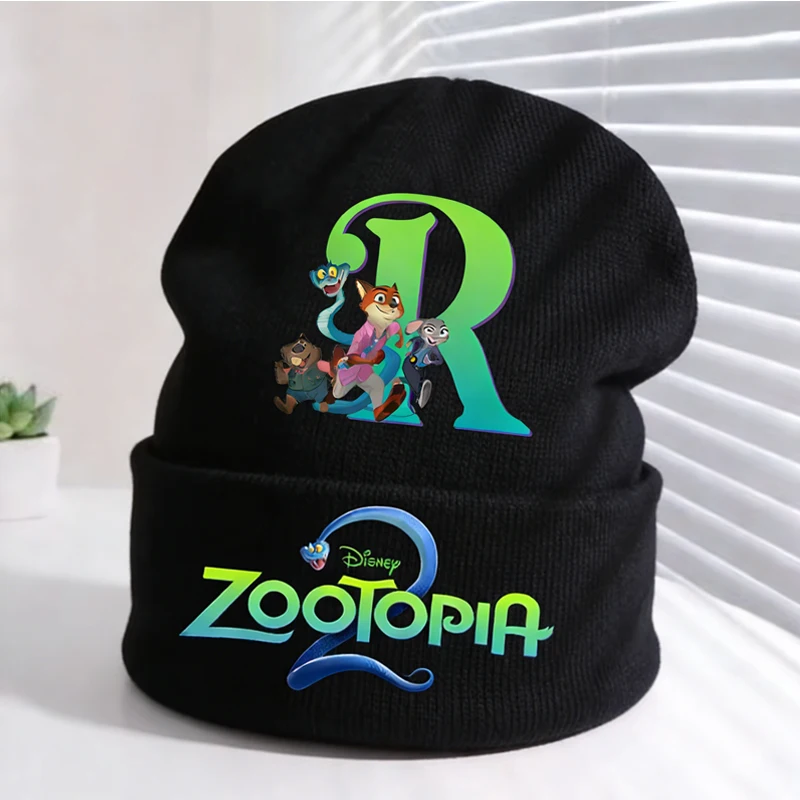 

Детские шапки Zootopia 2, вязаные шапки с рисунком буквы A-Z для мальчиков и девочек, зимняя теплая шапка с милыми животными, детская уличная термовязаная шапка