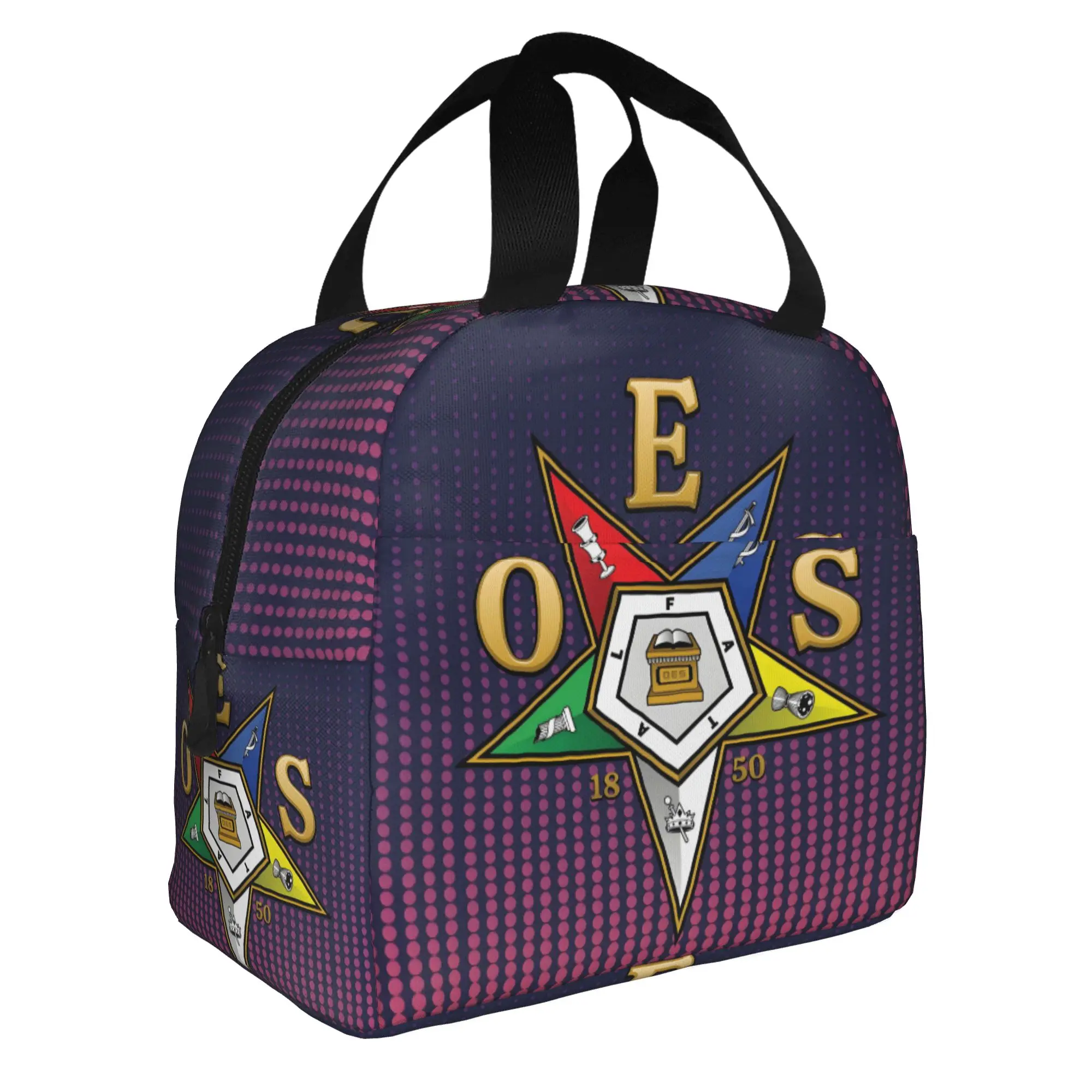 Sac à déjeuner isotherme personnalisé de l'Eastern Star pour le camping et les voyages, avec emblème OES, boîte à déjeuner thermique réutilisable pour femmes et hommes