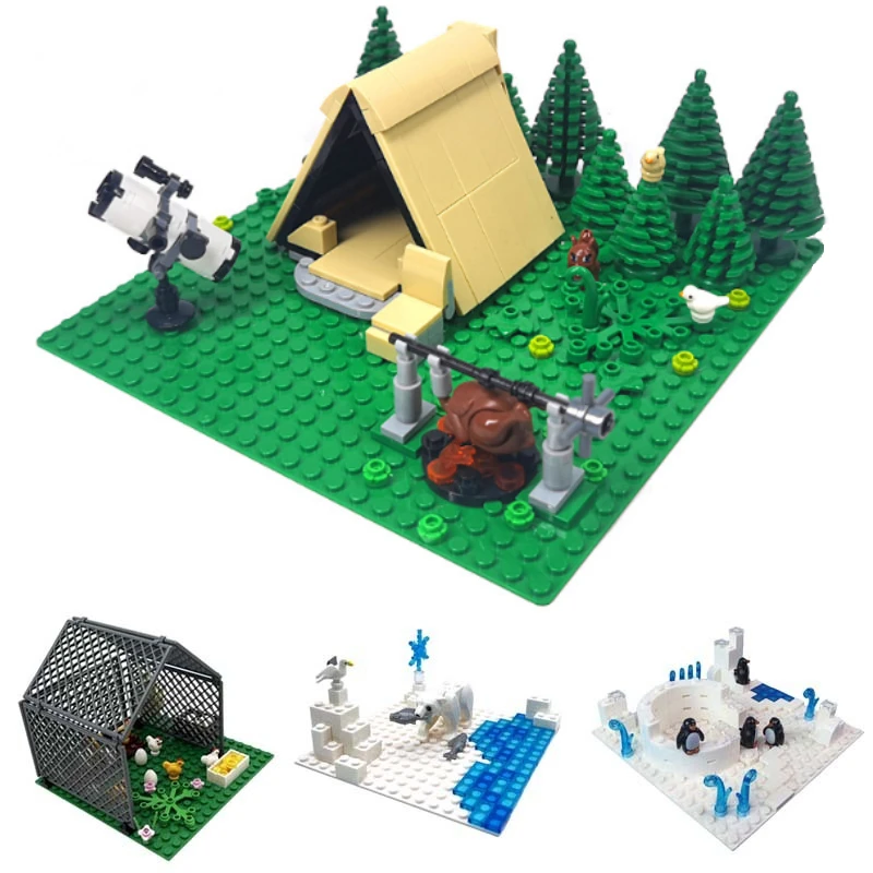 MOC Scene: Happy Animal Farm Series – Firebird Sunfish Farm Penguin Polar Bear DIY Assembly Interactive Building Blocks Toys