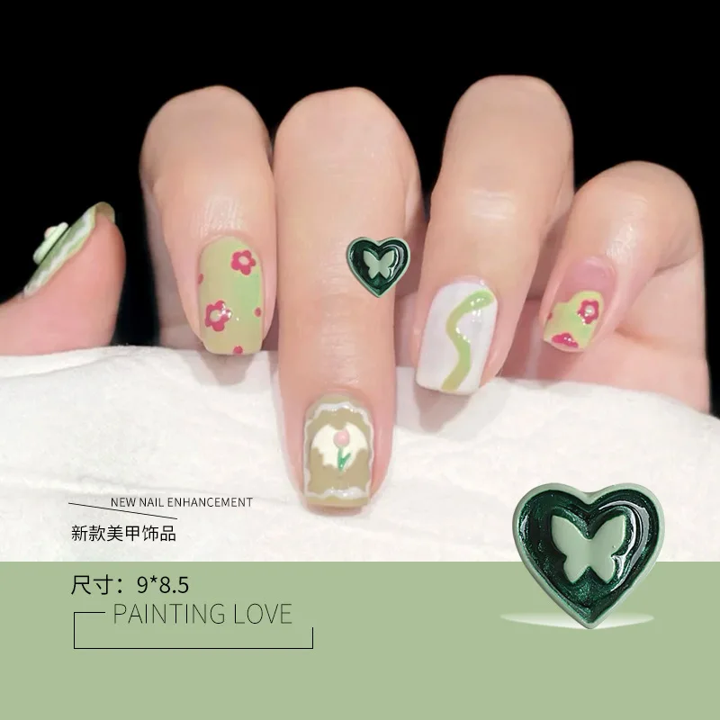 Breloques en Alliage en Forme de Papillon et de Cœur, Strass Multicolores, Fournitures Romantiques pour Ongles, 9x8.5mm, 10 Pièces