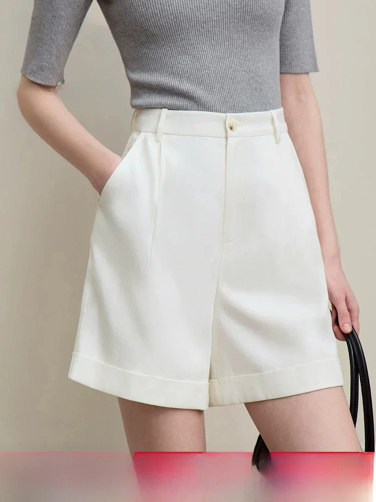 

Summer New Sle Casual Linen ort Pants Women's Versatile Basic Flip-Cuff orts Commute Simple Sle Wide Leg Pants