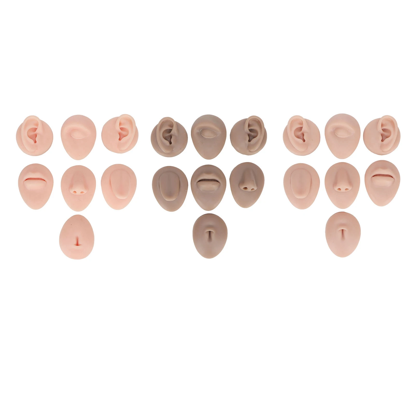 Silicone Ear Model Silicone Body Practice Model Simulation Silicone Ear Eye Nose Mouth Tongue and Belly Button Model for Novice