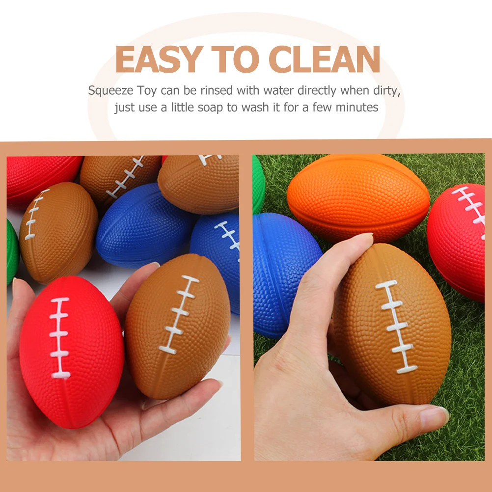 6 Pcs Vent Football Funny Toy Children's Stress Toys Balls Kid Squeeze Rugby Pu Sponge Shaped