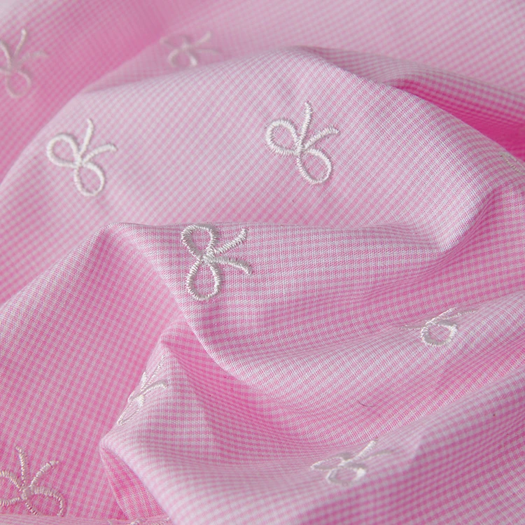 

Розовая клетчатая ткань с вышивкой узелками, материал для детской одежды, для рукоделия, для кукольной одежды ручной работы, губчатая подкладка, домашняя ткань