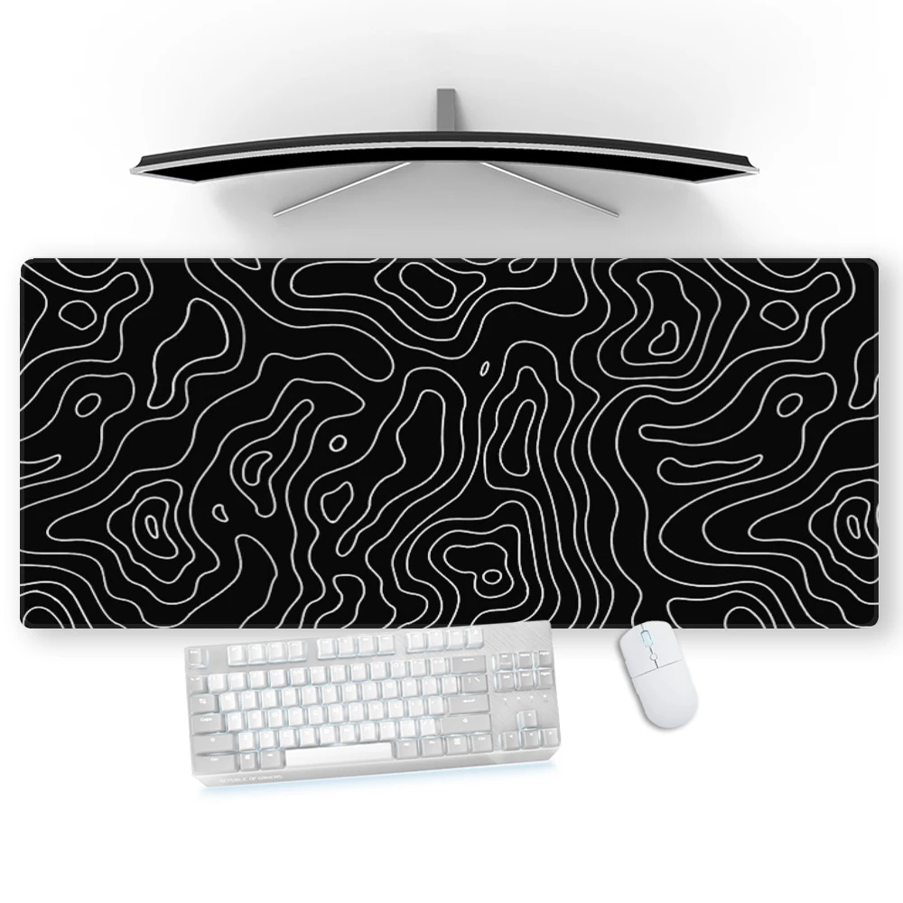 Strata Liquid Mousepad Black Minimalista Extra Large Deskpad Custom Desk Mat 1200x600 Topographic Offices Accessories 1000x500mm