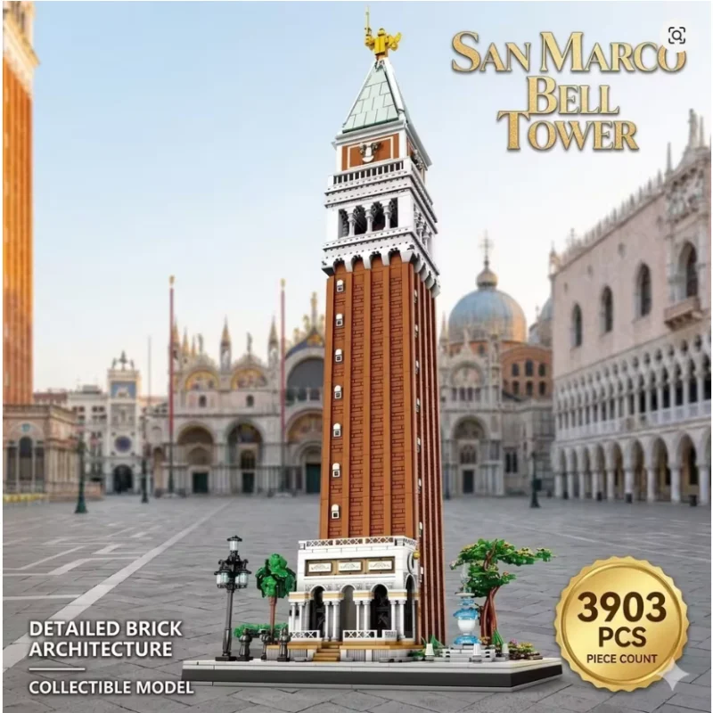 

3903Pcs Moc Venice St. Mark's Square Bell Tower Block Building Model Creative Toy