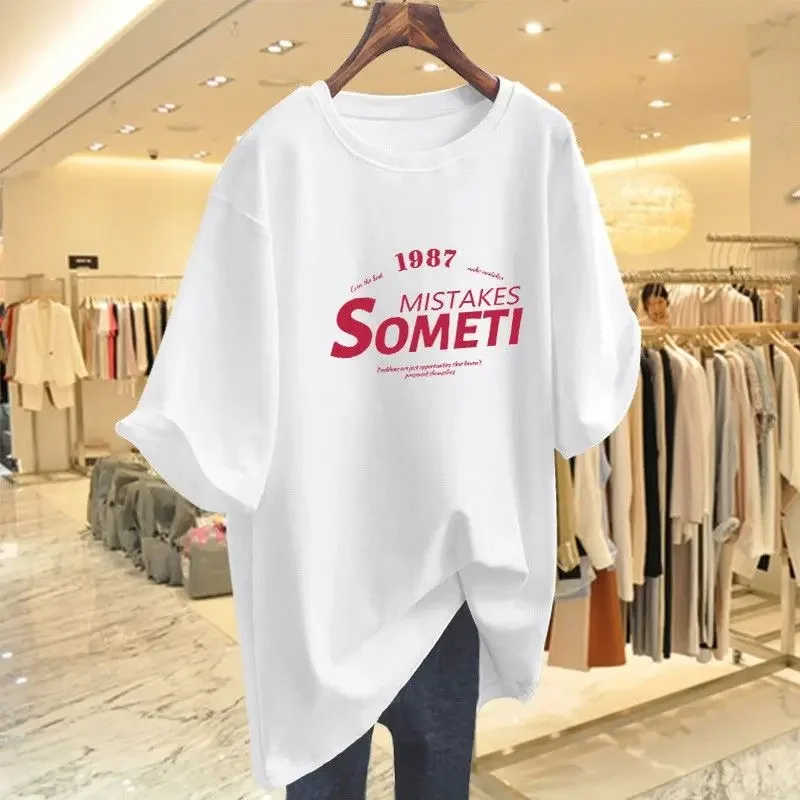 

Women Clothing All Cotton Printed T-shirt Summer Short Sleeve Basic Tees Female Casual Simple Fashion Pullovers