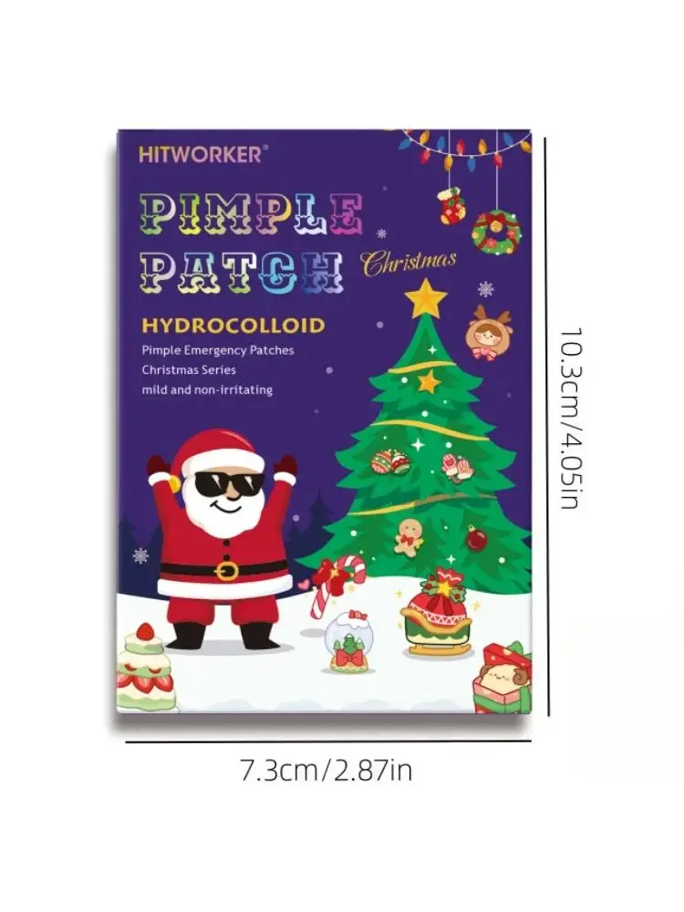 80/48 Patch d'acné de style Noël mignon - Sans alcool, sans odeur, revêtement ultra fin pour les fêtes de Noël
