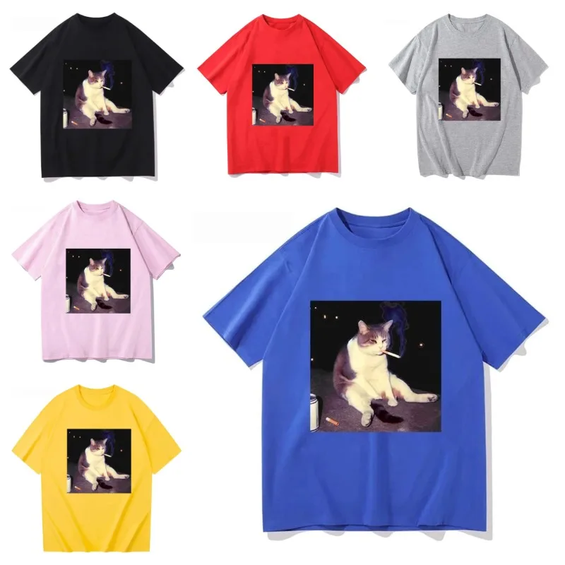 

Popular Quirky Cat Mixed T-shirt Couple Style Summer Fashion Street Style Children's Adult Pure Cotton Home Wear Short Sleeved