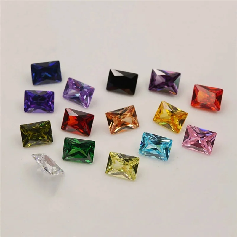 Größe 4x6mm~9x11mm Rechteckige Zirkonia-Steine in 15 Farben, Lose CZ Synthetische Edelsteine für Schmuckherstellung – Detail 4