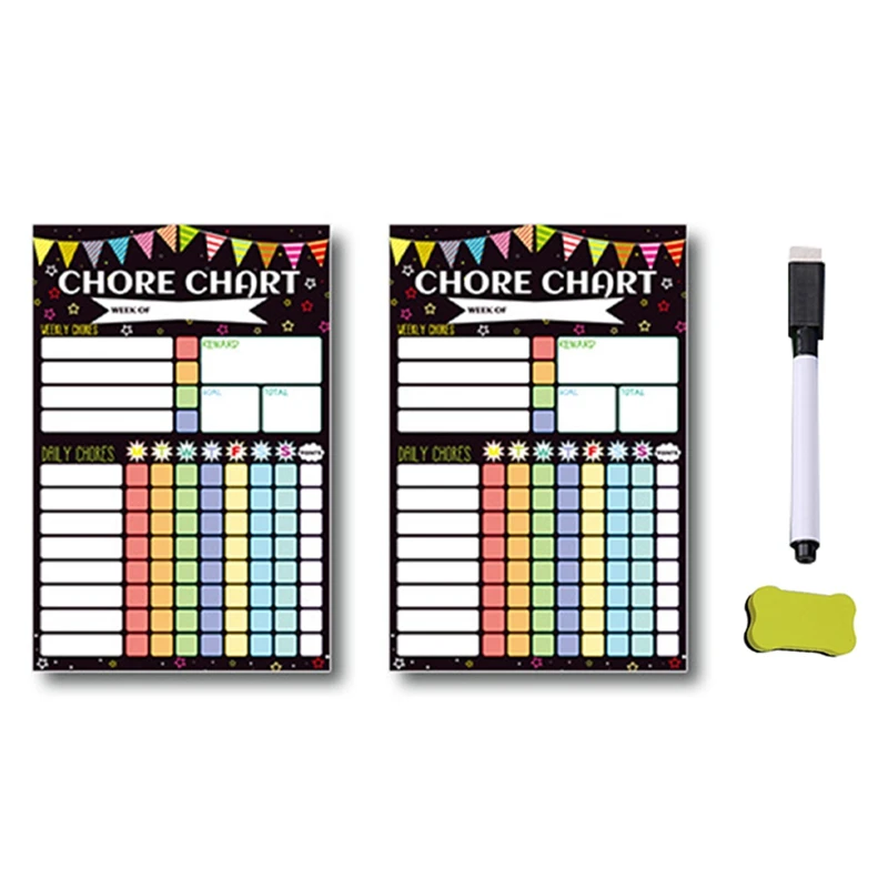 2PCS Magnetic Planning Reward Chart For Weekly Dry Erase Chores Chart Chores Chart For Refrigerator