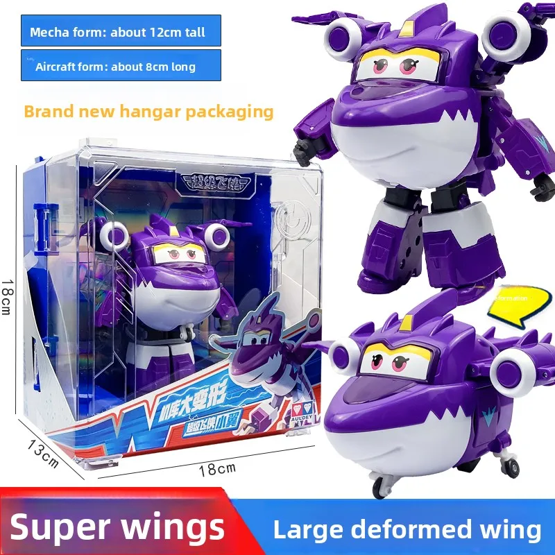 AULDEY Super Wings grand ensemble de transformation, robots Jett & Dizzy, emballage Hangar, jouets sous licence officielle, ensemble de hangar transformant