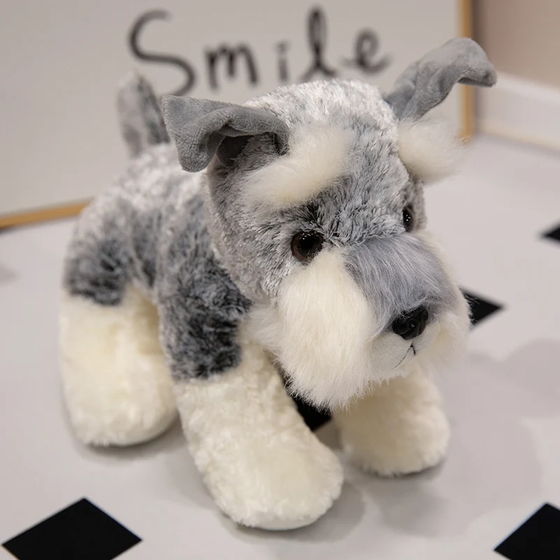 かわいいシュナウザー犬ぬいぐるみ小さなソフトシミュレーション