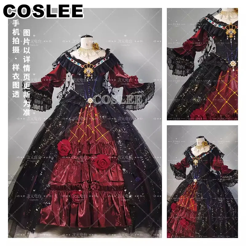 

COSLEE Marie Bloody Queen Cosplay Identity V Costume The Remnants of Hope Fashion Gorgeous Dress Madame Red Game Suit Halloween