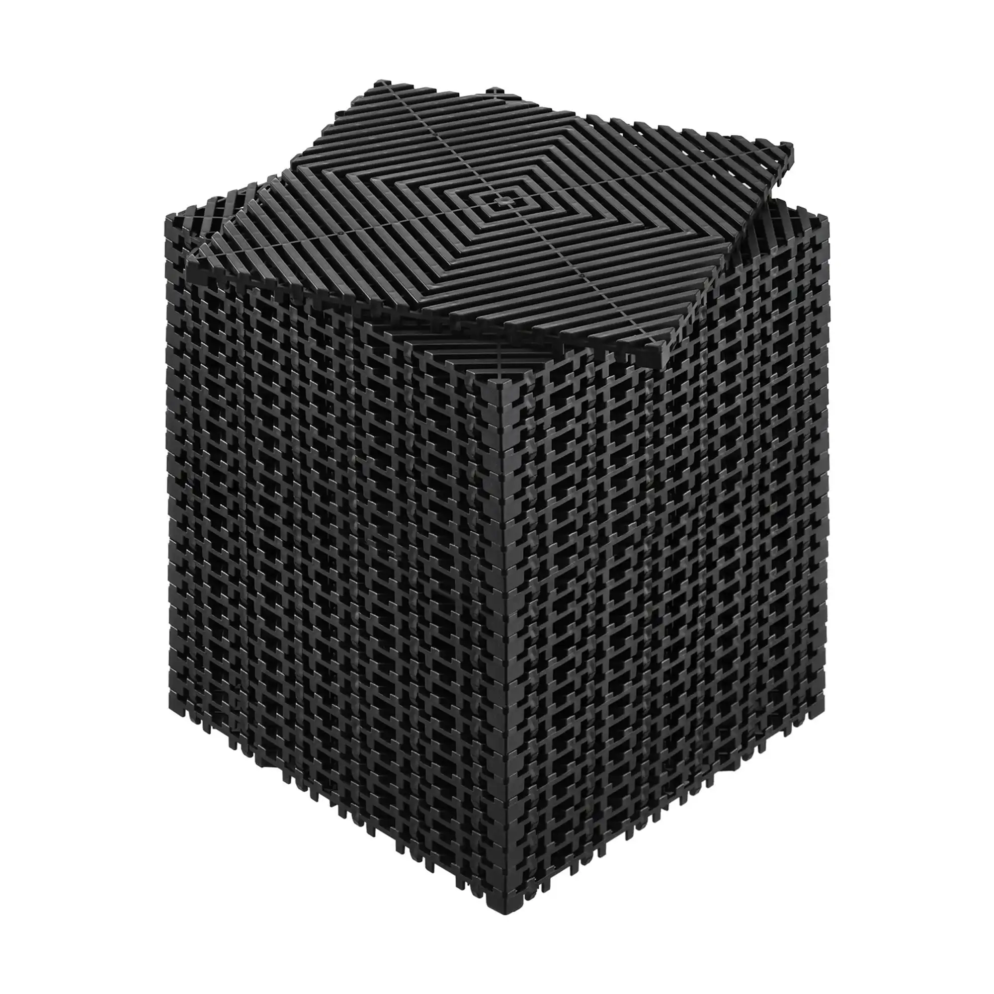 

Drainage Floor Mat Set,Detachable Cushioning Tiles, Pack of 24 Interconnected Drainage Mats, Black PP Material
