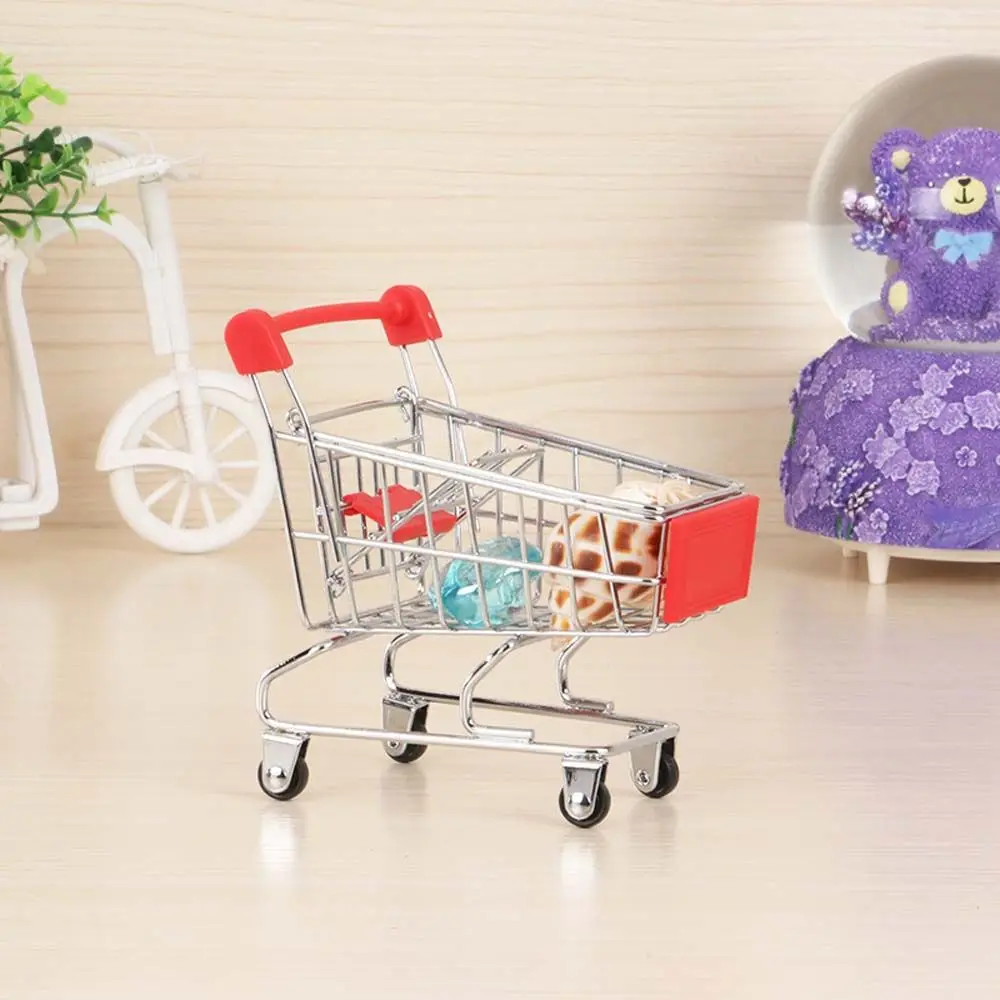 Desktop Decor Shopping Cart Supermarket Handcart Trolley Dollhouse Accessories Dollhouse Furniture Supermarket Shopping Basket