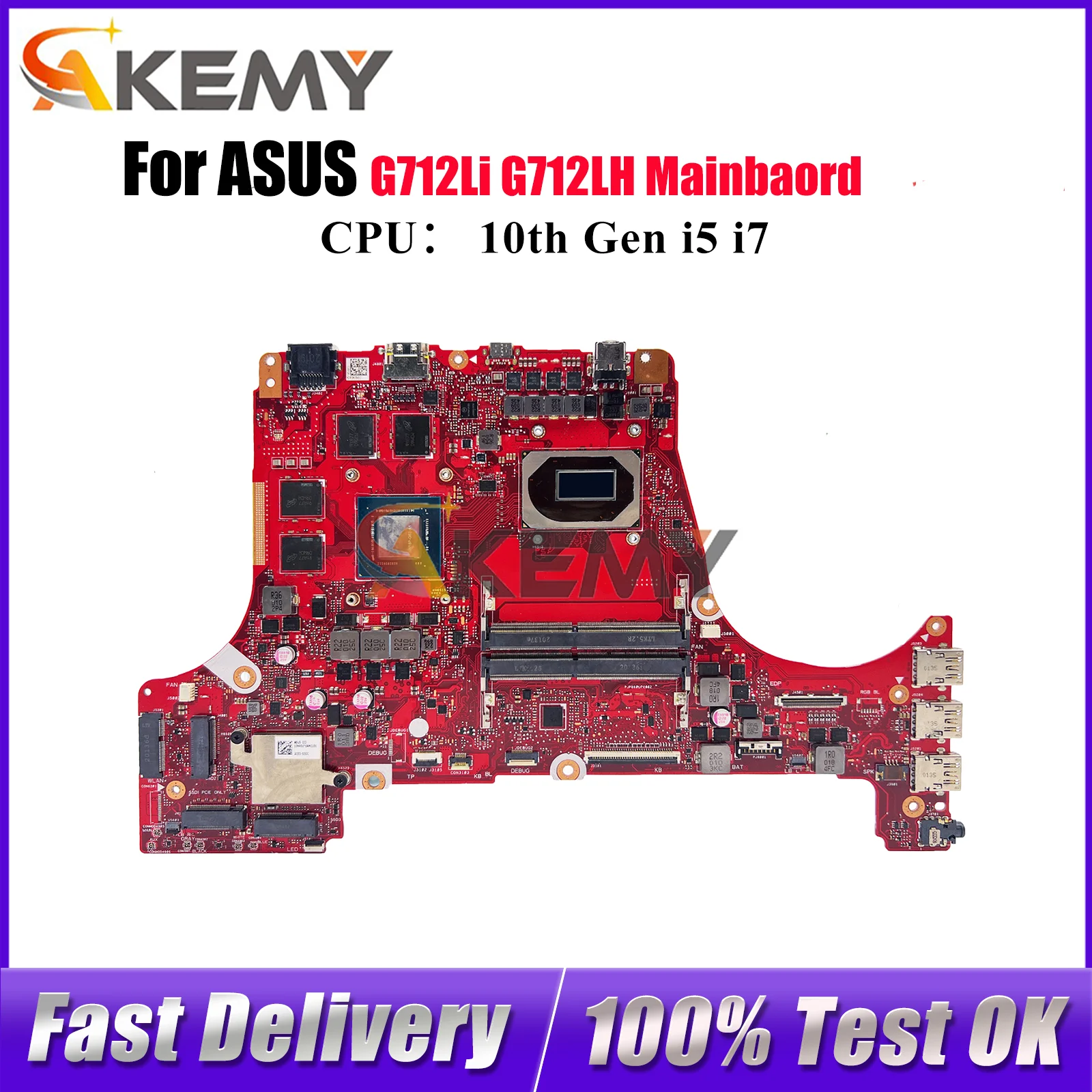 

G712LI Материнская плата для ноутбука ASUS ROG Strix G17 G712L G712Li G712LH Материнская плата для ноутбука 10-го поколения i5 i7 100% тестирование OK stk
