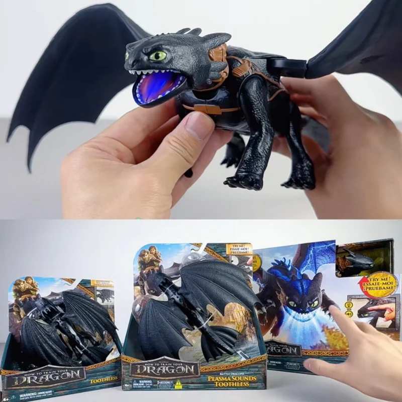 

Genuine How To Train Your Dragon Toothless Dragon & Rider Set Action Figures Light-Up And Sound Effects Mask Toys Kids Gift