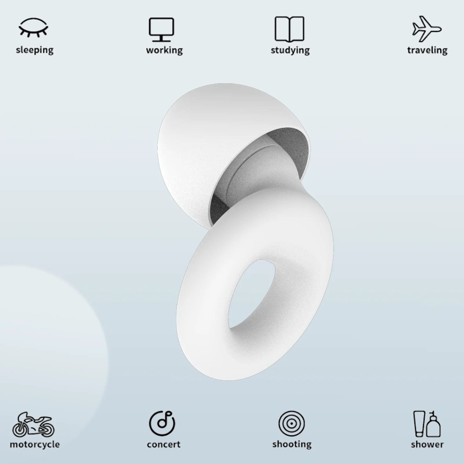 سدادات أذن من السيليكون فائقة النعومة للنوم والسباحة والعمل - حماية سمعية قابلة لإعادة الاستخدام لتقليل الضوضاء 8 أطراف أذن في XS/S/M/L #3