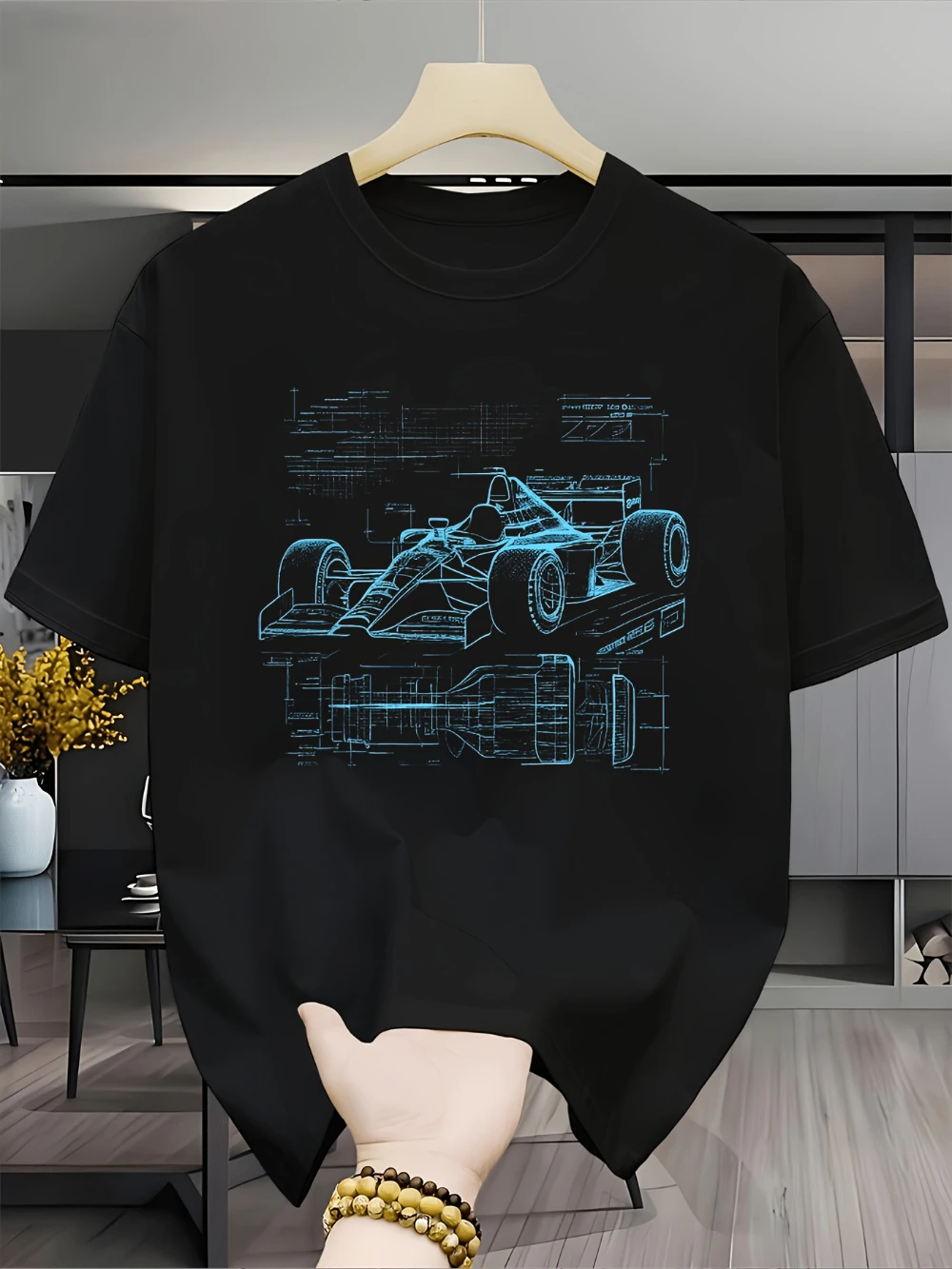 Men's Formula Racing T-Shirt Racing Car Speed Design Short Sleeve Tee Suitable for Car Enthusiasts Men's T-shirts for Summer