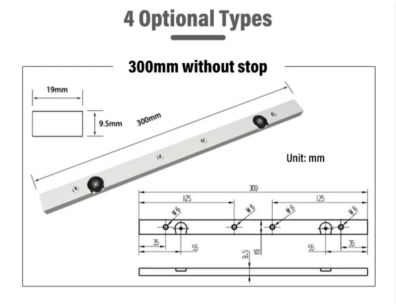 300/450/650mm Gehrung Bar Aluminium Slider Tisch Säge Gauge Stange Holzbearbeitung Werkzeug Geeignet Für T-Slot und T-Track – Detail 3