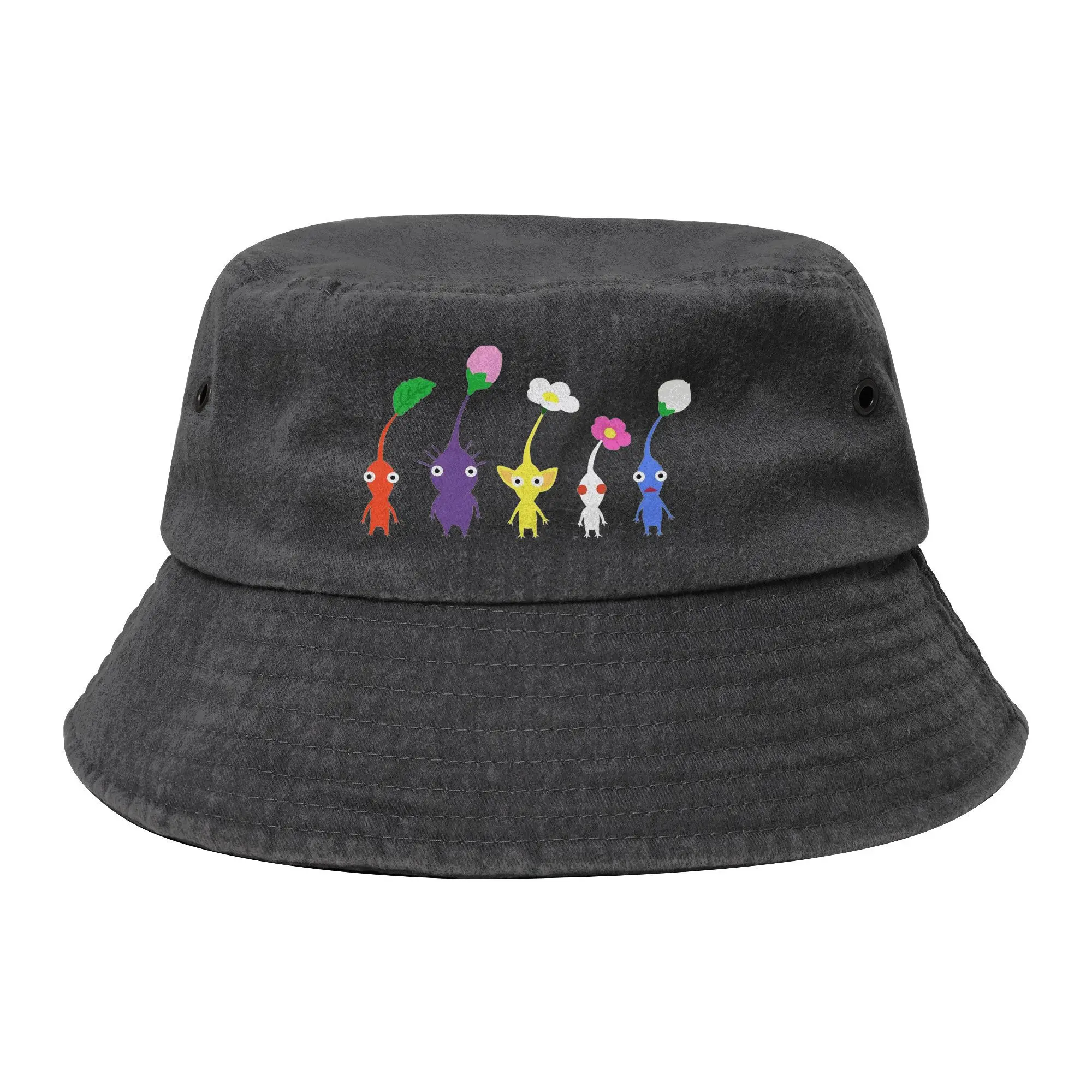 

Beach Hatwear Cute Pikmin Stuff Denim Bucket Hats Hip Hop Teen Sun Hat Bob Lightweight Fishing Hats Hiking