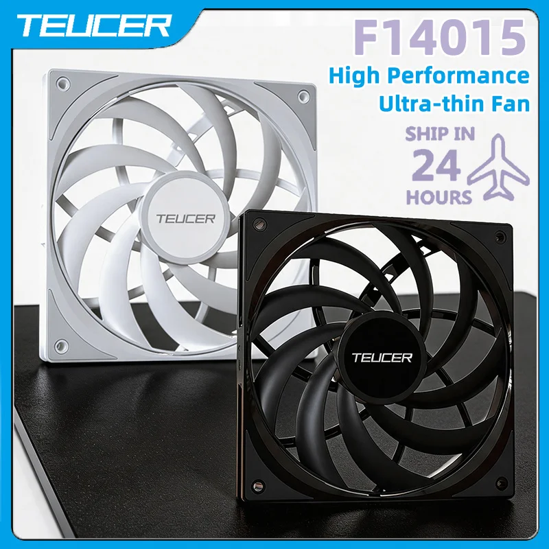 TEUCER F14015 SLIM 140mm PWM Slim Case Fan, 2100RPM High Airflow Quiet PC Cooling Fan Shock-Absorbing PC Fan for Compact Chassis - view 2