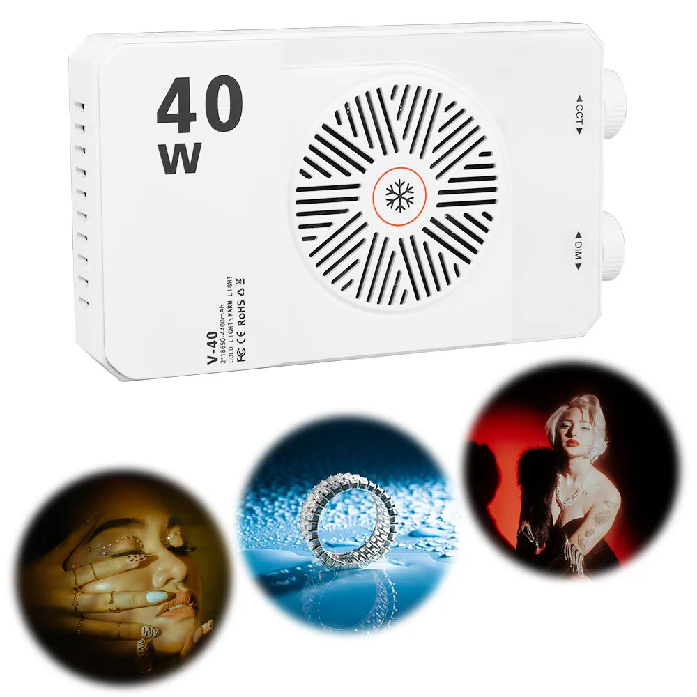 40W RGB LED Camera Light 2800-9000K CRI/TLCI 90+ Mini LED Video Lamp with Tripod High Power Pocket Photography Light Camping