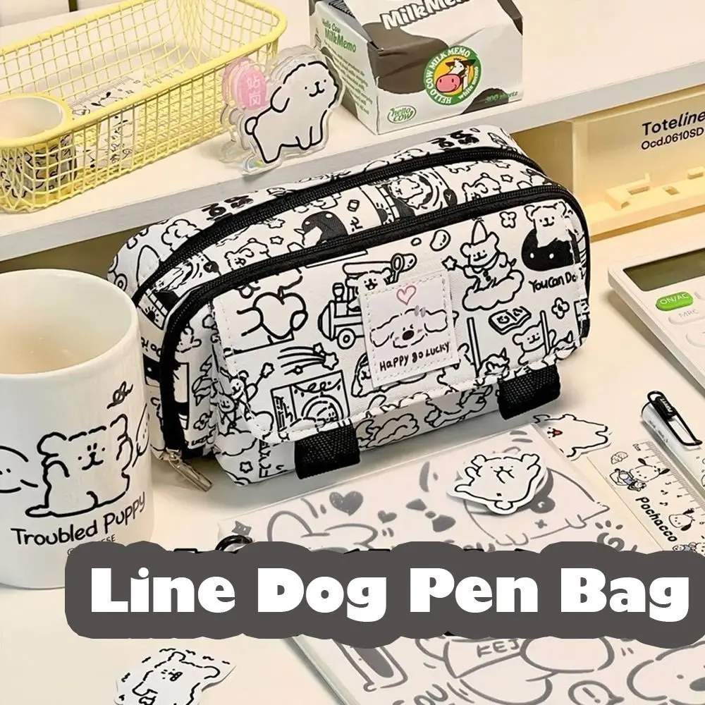 Printed Stationery Storage Bag Durable Portable Large-capacity Stationery Organizer Multi-function Pencil Case