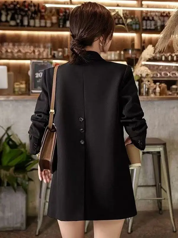 Black Casual Suit Jacket plus Size Slimming Design Spring Autumn New Style Street Fashion High Waist Pants Korean Commute Style