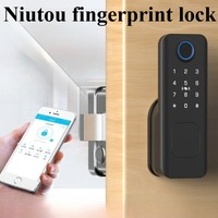 Fingerprint waterproof outdoor garden lock remote control password keyless intelligent door lock electric wheel lock