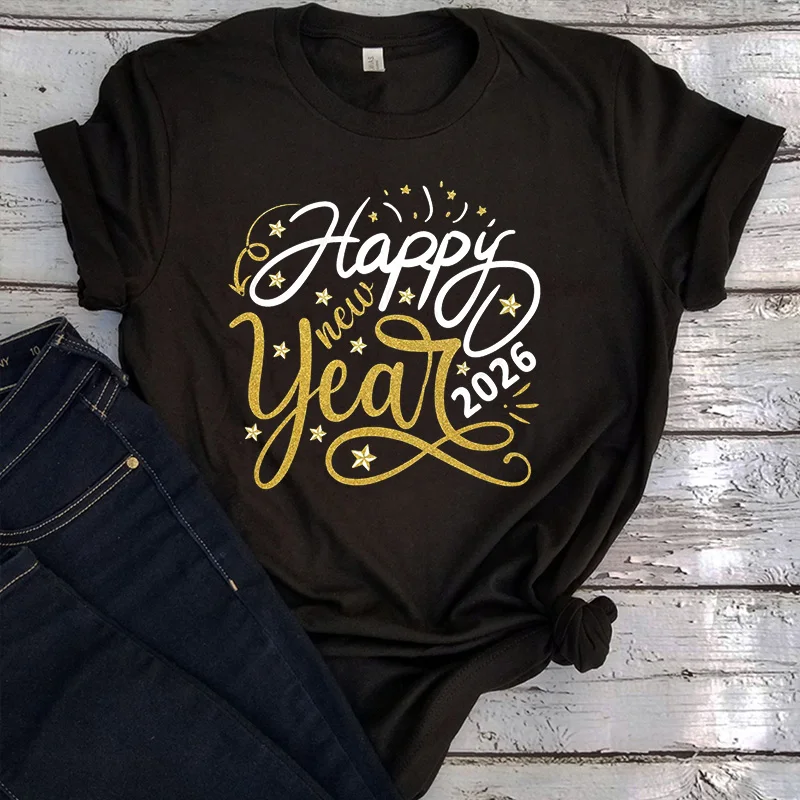 

Happy 2026 Shirt New Year 2026 Tshirt Family Matching Shirts Couple Tee Party Women Clothing Harajuku