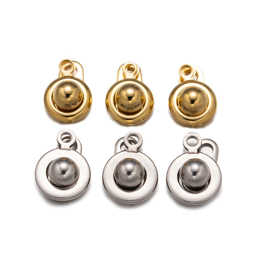 10 Sets Gold Stainless Steel Snap Button Clasps Ball Socket Fastener Connector for DIY Necklace Bracelet Jewelry Craft Making