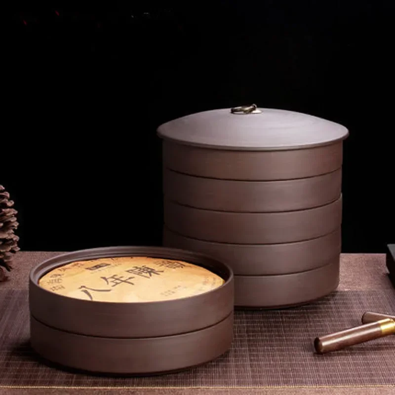 

Chinese Style Kung Fu Puer Tea Cans, Home Storage Box, Purple Clay Spices, Sealed Jar, Ceramic Tank, Candy Jar, Kitchen Decor