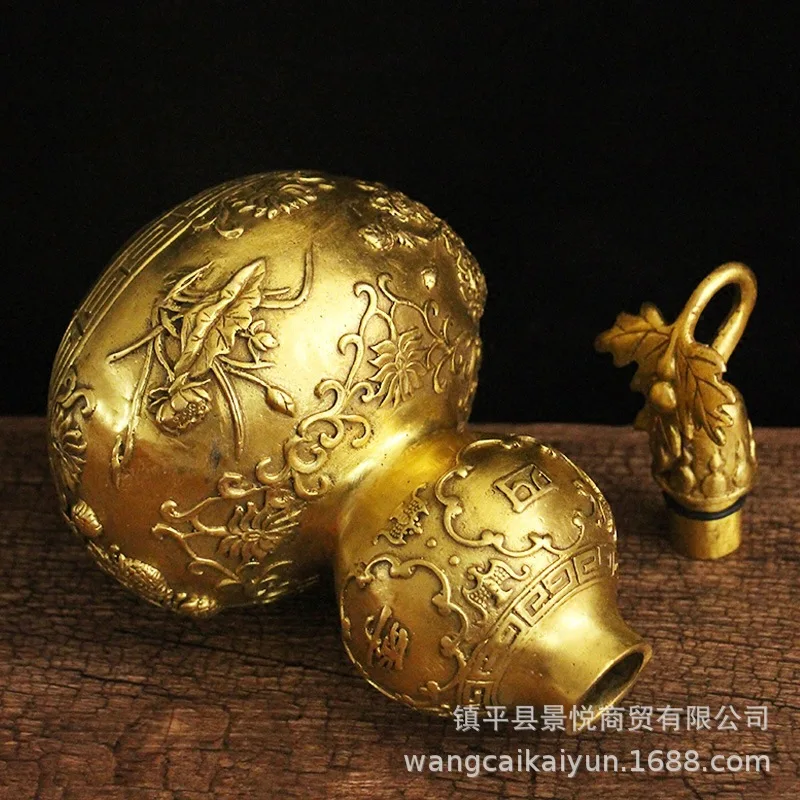 Open Lid Bagua Copper Gourd Home Office Decoration Craft
