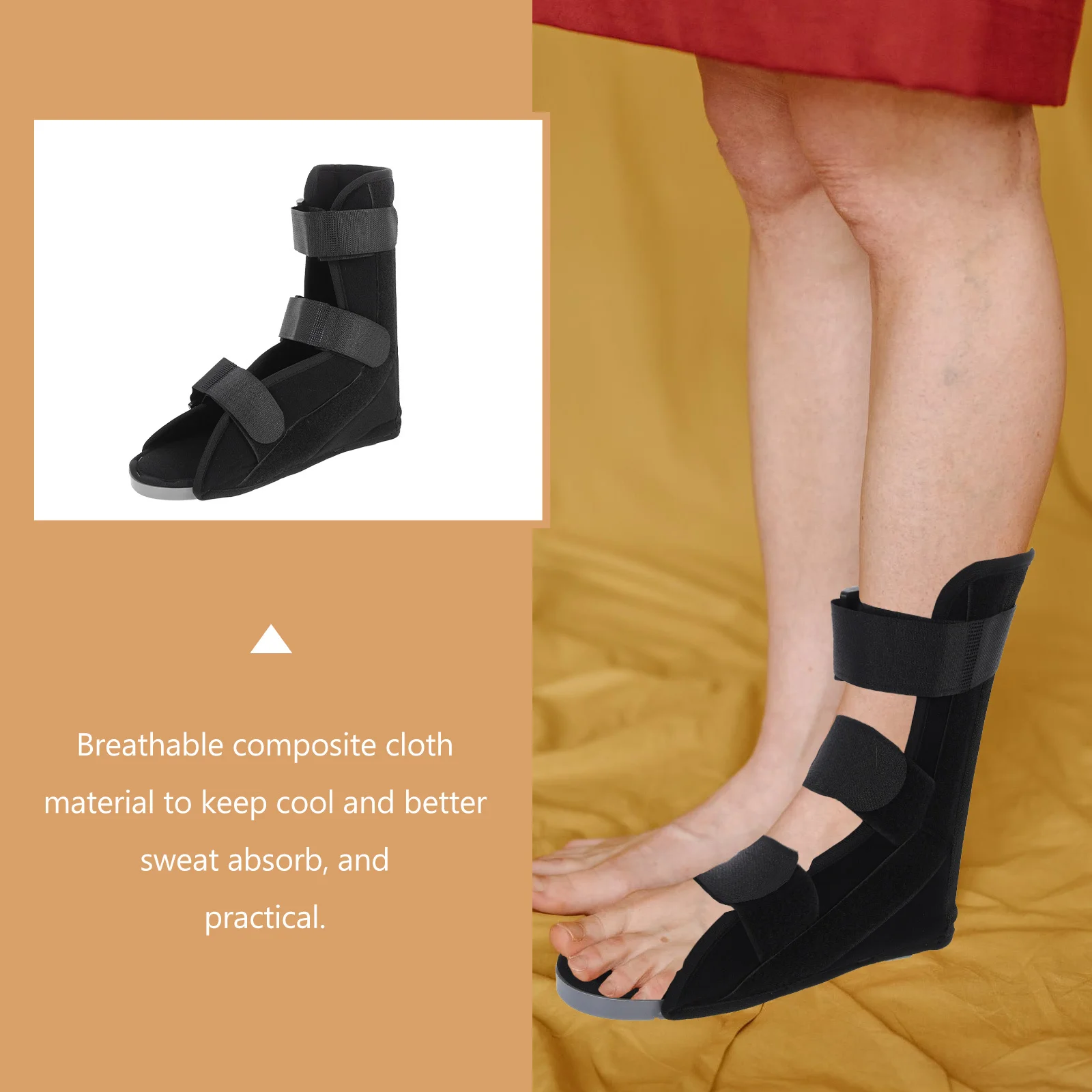 

Дышащая поддержка стопы, бандаж для реабилитации растяжений, регулируемая фиксация лодыжки, прогулочные ботинки, т-образная обувь из композитной ткани для стопы