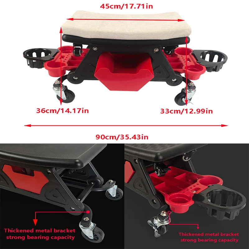 Car Multi-Function Chair Mechanic For Wax Polishing Projects Car Creeper Stool Chair Mobile Creeper Seat Car Wash Supplies