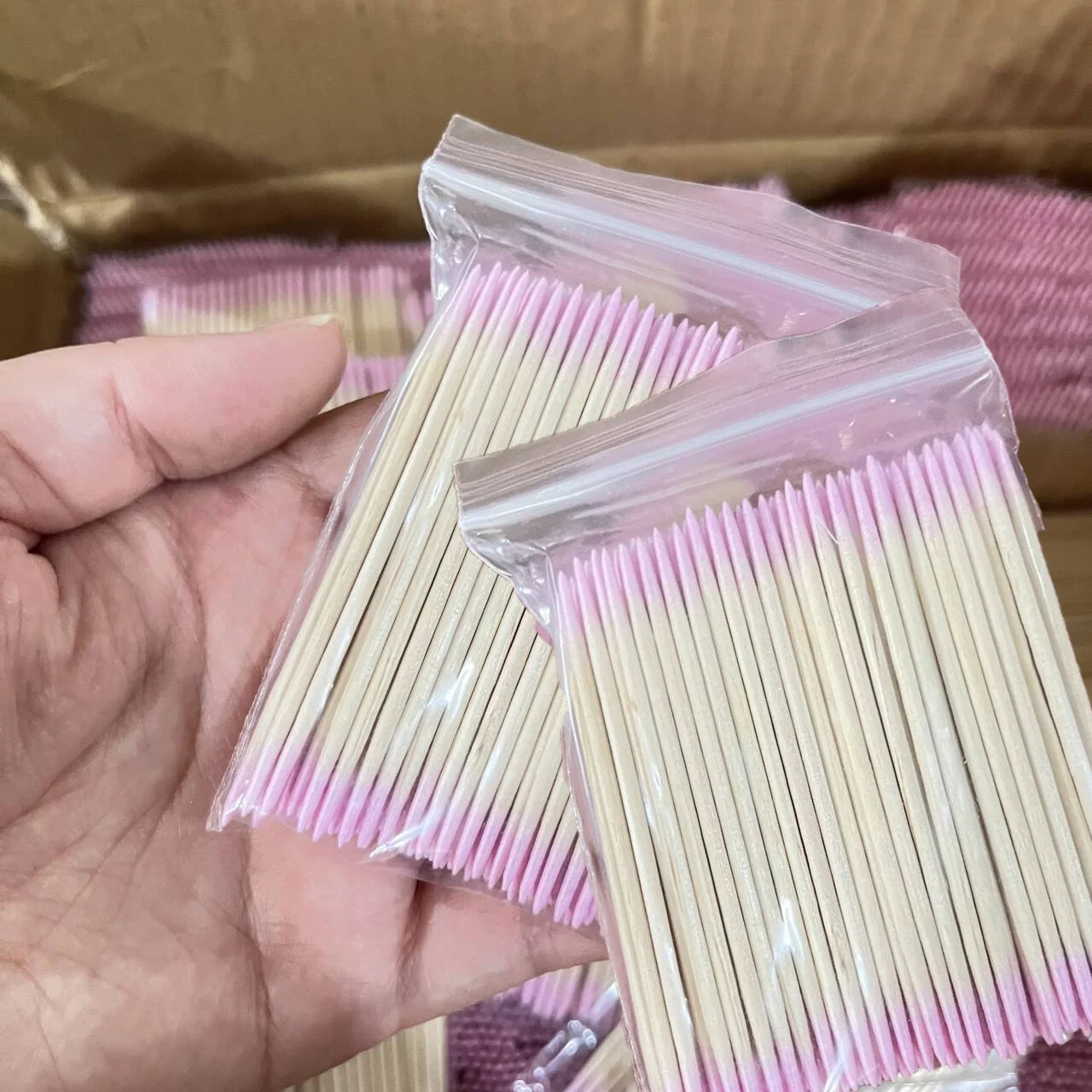 200Pcs/Set Double-Headed Pink Wooden Nail Stick Disposable Nails Art Wood Swab Toenail& Fingernai Nail Polish Remover&Care Tools