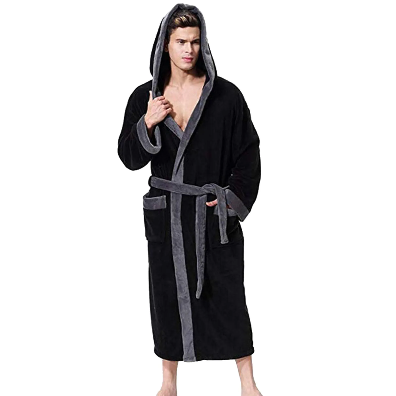 

Bath Gown Sleepwear Loose Soft Long Nightwear Sleepwear Winter Thick Warm Bathrobe For Men Coral Fleece Robe Nightgown 2025