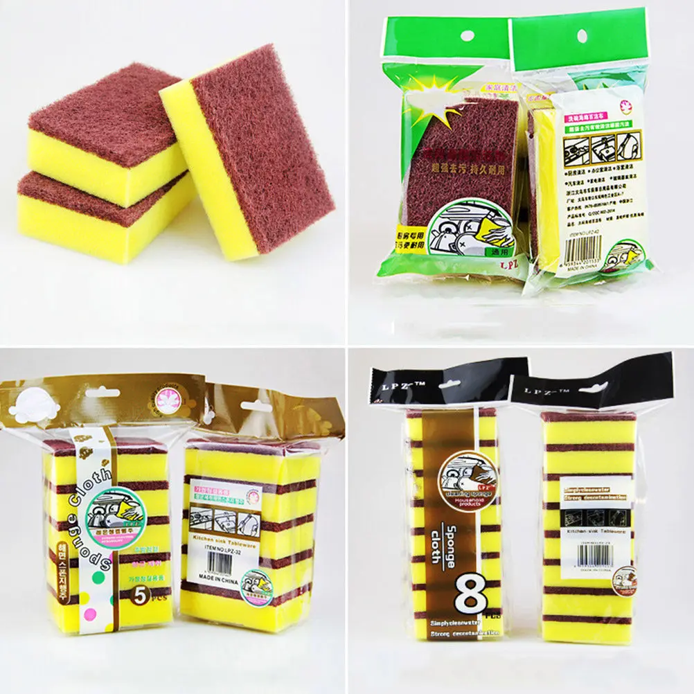 

10Pcs Powerful Cleaning Sponge Pad for Kitchen Rust Removal Scrub Sponge with Rich Foam Dishwashing Scouring Pad Reusable