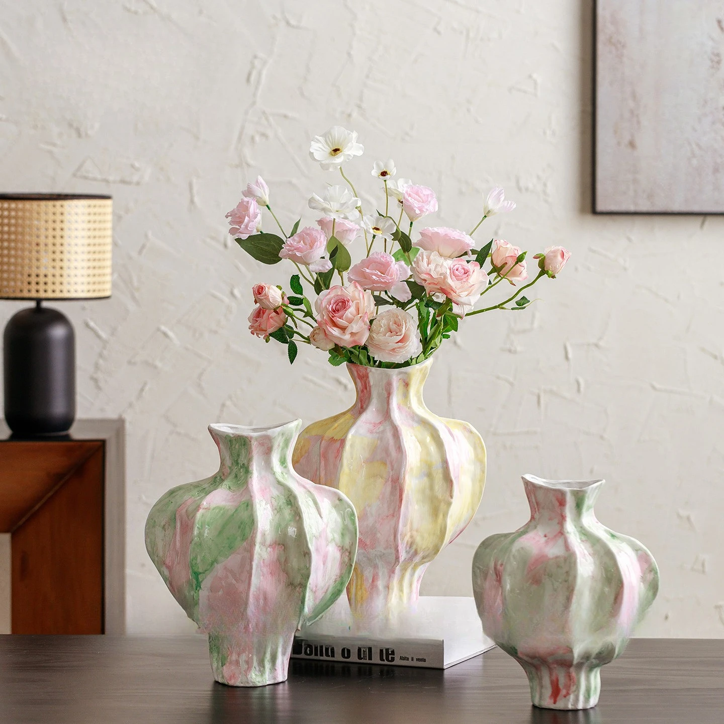 Chinese-style Symphony Ceramic Vase Hydroponic Flower Growing Art Pottery Pot Flower Arranger Decorative Ornament