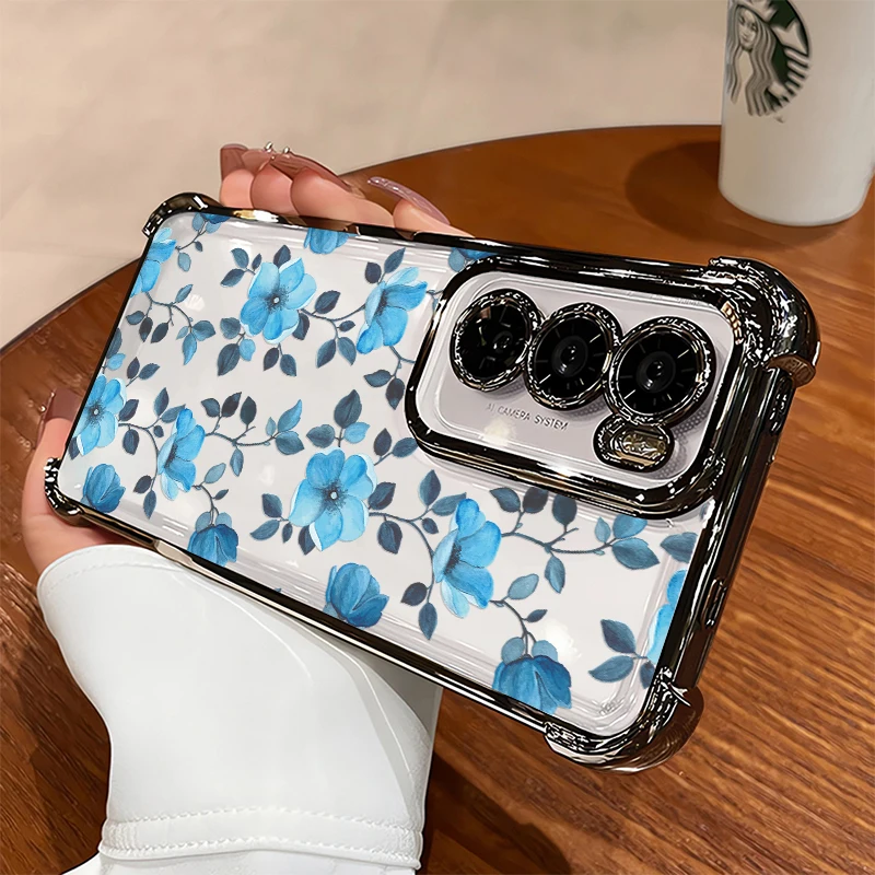 Painting Rose Flower Phone Case For Vivo V70 FE V60 V50 V29 Lite V23 V25 V40 Pro V29E Shockproof Silicone Plating Clear Capa view 5