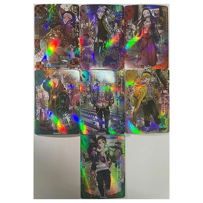 Anime demon slayer raro ur cp tgr ssp sp lr sr cartão colecionável akaza obanai mitsuri sabito giyuu brinquedos para meninos presente de aniversário