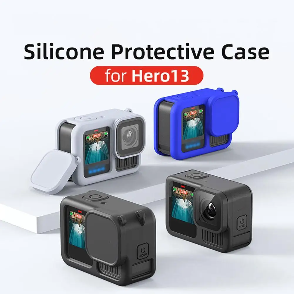 For Hero 13 Black Accessories Case Protective Housing Shell Protector Rubber Silicone + Lens Cap Strap For Go Pro Hero13