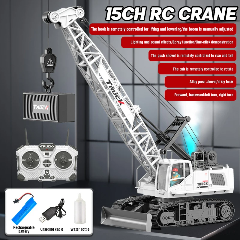 

Large RC Crane 15CH Alloy Remote Control Crane Truck Spray Children's Toy Simulate Engineering Car Hook Vehicle Model Xmas Gifts