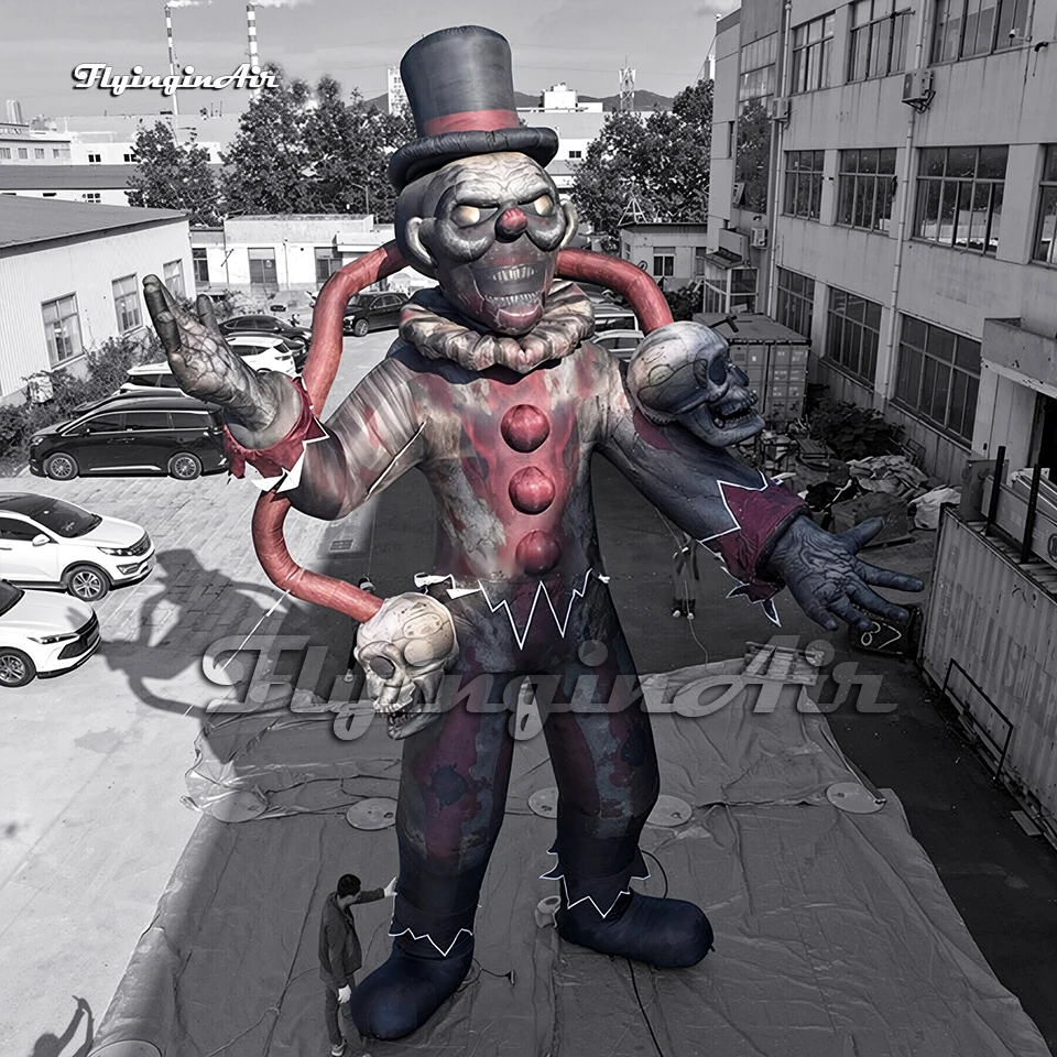 10m Scary Giant Halloween Monster Inflatable Cannibal Zombie With Skulls For Haunted House Decoration