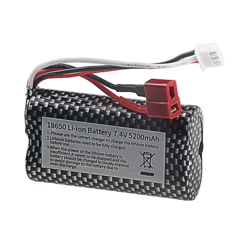 7.4V 5200mAh 18650 Lipo Battery for Wltoys 10428 /12428/12423 battery Waterproof and Fireproof RC Car Parts 2S For Wltoys 144001