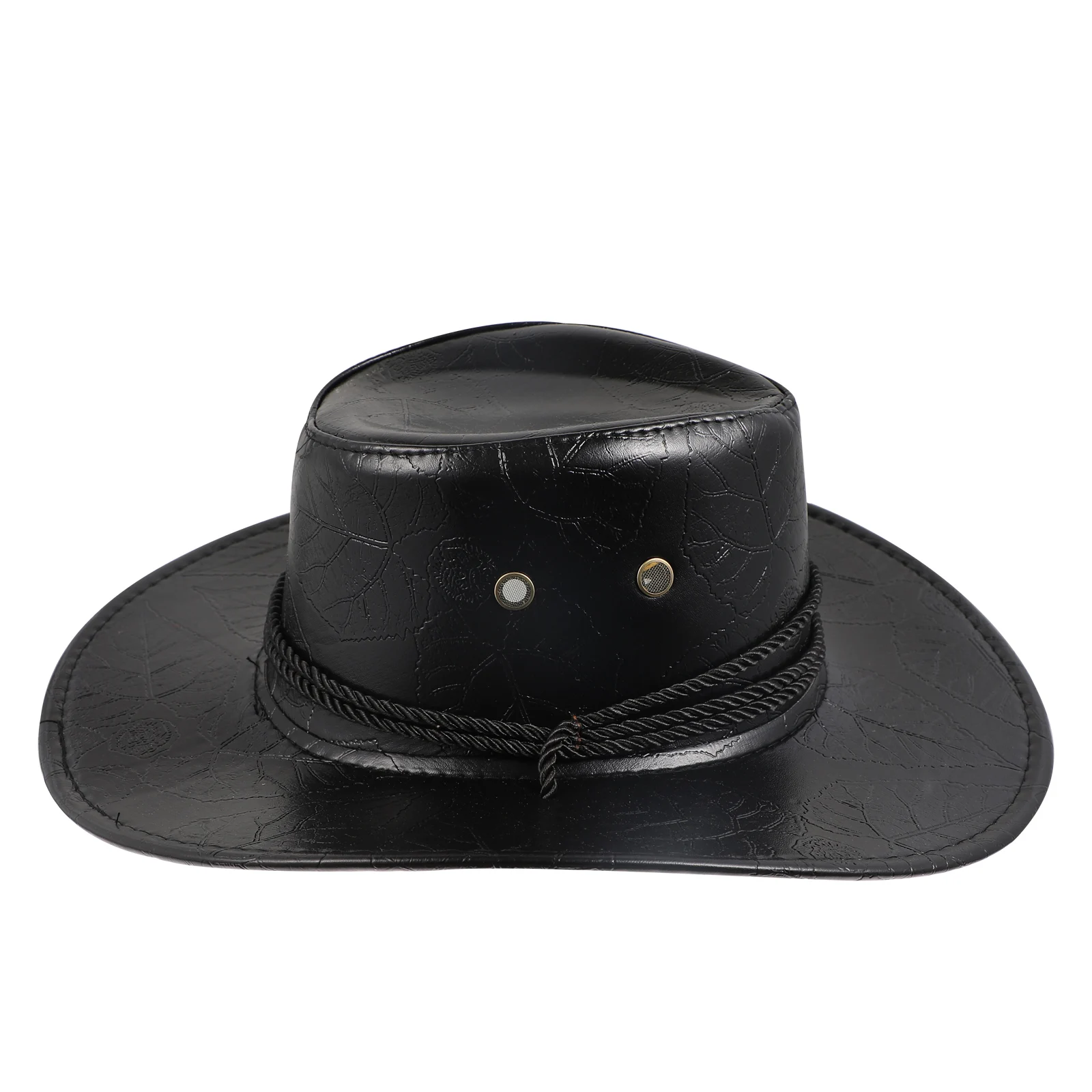 

Cowboy Hat Wide Brim Western Style Cowboy Cap Outdoor Visor Hats Black Durable Double Layer Adjustable