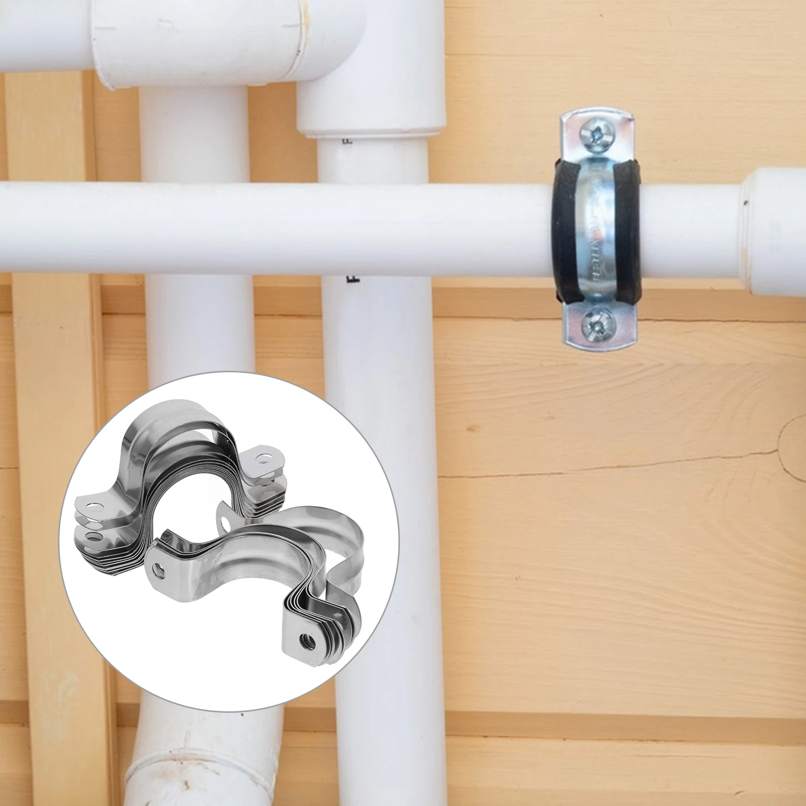 

20pcs Stainless Steel Pipe Clamps 304 Grade U Shape Mounting Brackets Hose Tension Clamps Garden Water Fittings Metal Straps